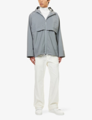 Lacoste Mens Silver Reflective Hooded Woven Jacket In Gray