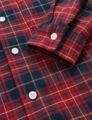 Reiss Red Navy Blue Bronts Checked Cotton Shirt 9 In Multi
