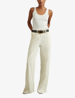 Reiss Womens White Violet Ribbed Stretch-cotton Vest In White