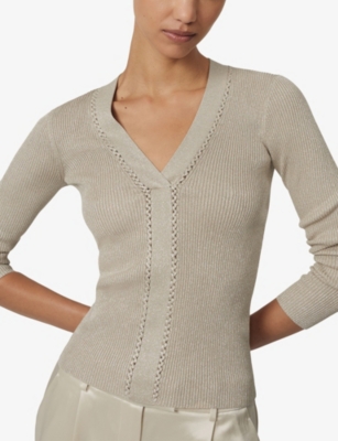 REISS: Lula V-Neck Knitted Top
