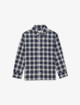 REISS: Bailes Checked Long-Sleeve Cotton Shirt 13-14 Years