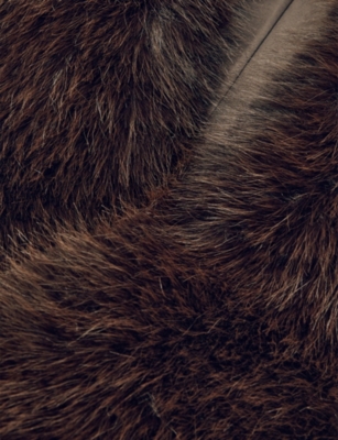 Reiss Womens Chocolate Flora Faux-fur Collar In Brown