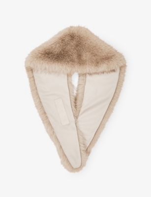 Reiss Womens Neutral Flora Faux-fur Collar In Neutral