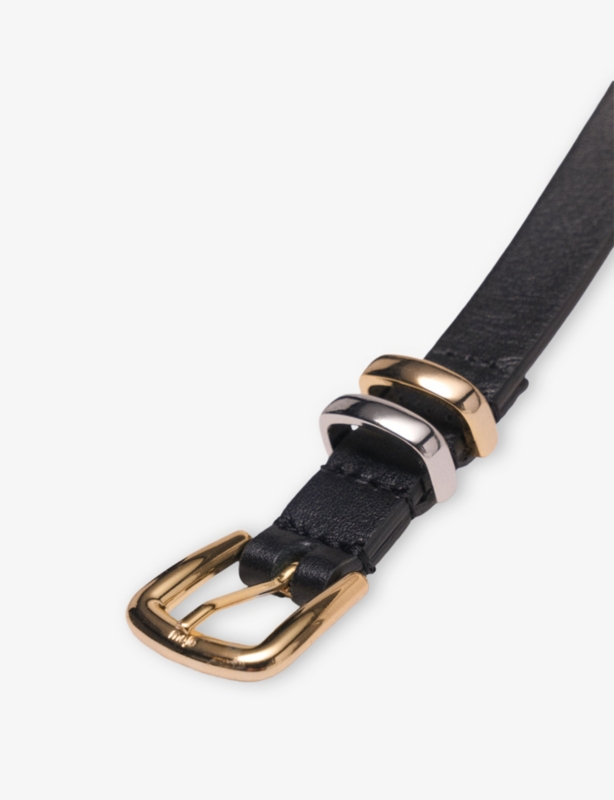 Square-Buckle Slim Leather Belt