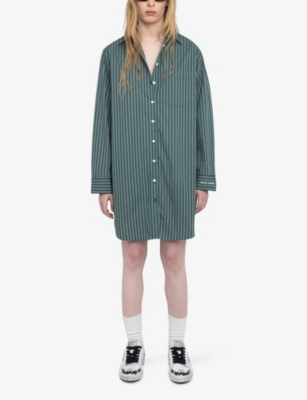 ZADIG&VOLTAIRE: Rorning Striped Cotton-Poplin Mini Dress
