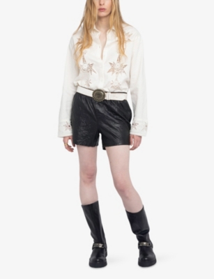 Zadig & Voltaire Womens Judo Morning Embroidered-lace Linen And Cotton-blend Shirt Xs In White