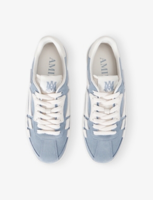 Amiri Pacific Bones Appliquéd Suede Sneakers In Blue