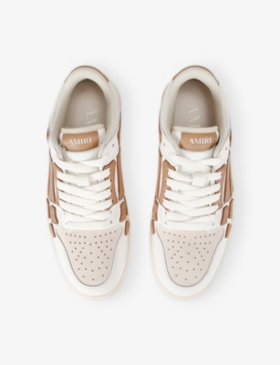 Amiri Mens Tan Comb Skel Low Leather Trainers Eur 42 / 8 Uk In Multi