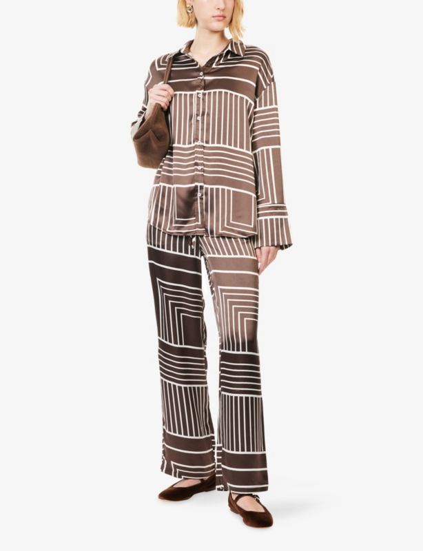 Amira Graphic-Pattern Satin Trousers