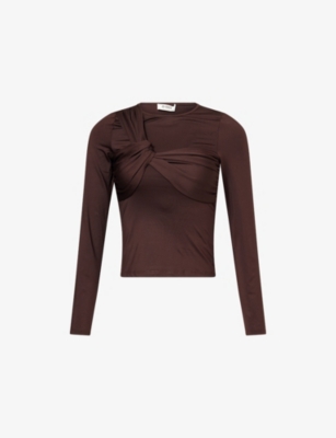 4TH & RECKLESS: Cora Knot-Front Stretch-Woven Top