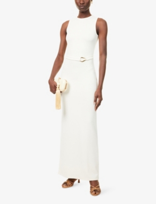4th & Reckless Womens Ecru Arden Sleeveless Stretch-woven Maxi Dress In White
