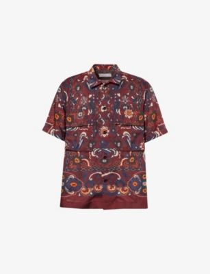 SACAI: Floral-Print Short Sleeve Woven Shirt