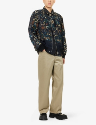 Sacai Mens Beige Belted Straight-leg Cotton Chino Trousers In Neutral