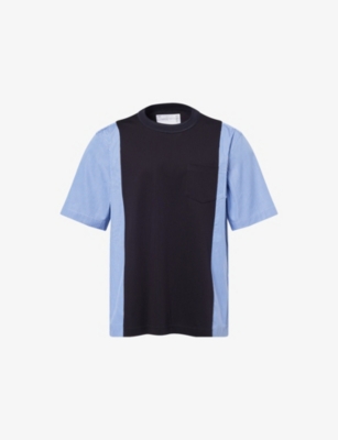 SACAI: Shirt-Sleeve Striped Cotton T-Shirt