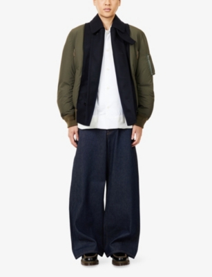 Sacai Double-breasted Anchor-button Coat In Multi