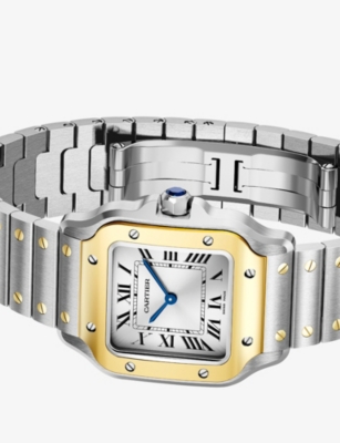 Cartier Yellow Gold Santos De  Small Model 18ct Yellow-gold And Steel Quartz Watch In Gray