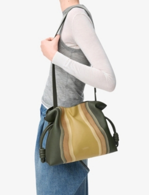 Loewe Womens Bottle Green/ochre Flamenco Medium Leather Clutch Bag