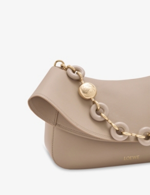 Loewe Womens Ola Medium Leather Cross Body Bag Sand