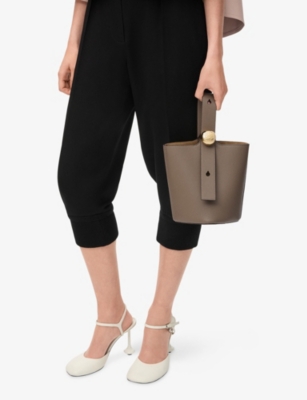 Loewe Womens Taupe Pebble Mini Leather Bucket Bag