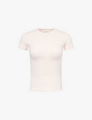 The Couture Club Womens Pink Sculpt Emblem Baby Tee Jersey Top In Neutral