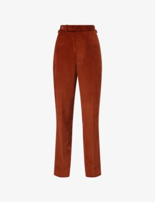DUNHILL: Double-Pleated Straight-Leg Corduroy Trousers