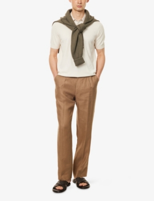 DUNHILL: Short-Sleeves Regular-Fit Cotton And Silk Polo Shirt