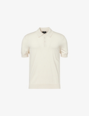 Dunhill Mens Off White Short-sleeves Regular-fit Cotton And Silk Polo Shirt In White