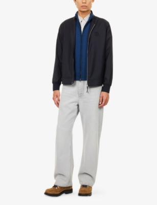 Dunhill Mens Navy Athluxury Packable Wool Bomber Jacket In Blue
