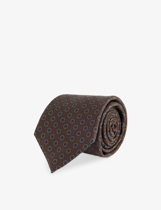 Wide-Blade Printed Silk Tie