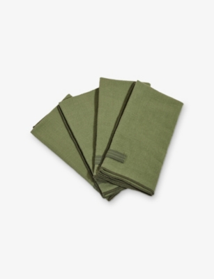 Our Place Sage Loop Cotton Table Napkins Set Of Four In Green