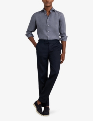 REISS: Ruban Slim-Fit Long-Sleeve Linen Shirt