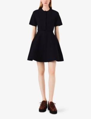 MAJE: Cropped Round-Neck Short-Sleeve Knitted Cardigan