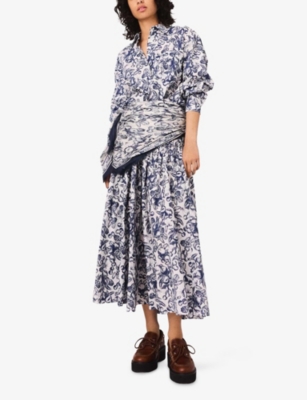 MAJE: Fruit-Print Long-Sleeve Cotton Shirt