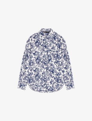 MAJE: Fruit-Print Long-Sleeve Cotton Shirt