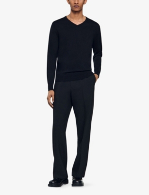 SANDRO: V-Neck Long-Sleeve Fine Wool Jumper