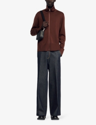 SANDRO: High-Neck Long-Sleeves Wool Trucker Jacket