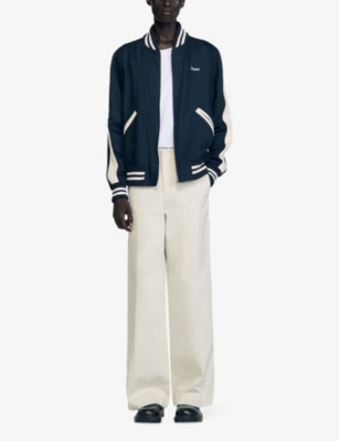 SANDRO: Varsity Striped Woven Jacket