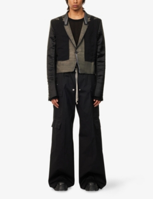 Rick Owens Mens Black Alice Notch-lapels Silk Blazer In Multi