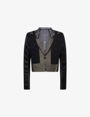 Rick Owens Mens Black Alice Notch-lapels Silk Blazer In Multi