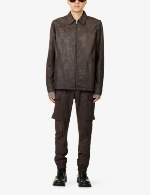 RICK OWENS: Brad Pointed-Collar Leather Jacket