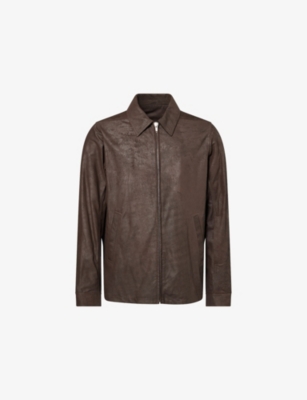 RICK OWENS: Brad Pointed-Collar Leather Jacket