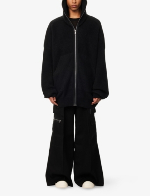 Rick Owens Mens Black Gimp Oversized Stretch-woven Hoody In Black