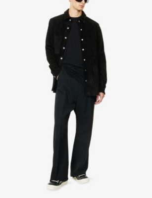 Rick Owens Geth Straight-leg Grain De Poudre Wool Trousers In Black