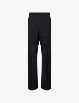 Rick Owens Geth Straight-leg Grain De Poudre Wool Trousers In Black