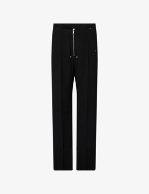 Rick Owens Mens Black Tailored Belas Wide-leg Wool Trousers