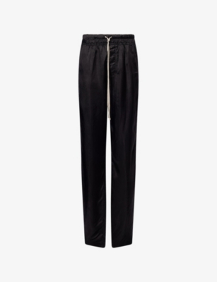 Rick Owens Mens Black Dietrich Drawstring-waist Woven Trousers In Black