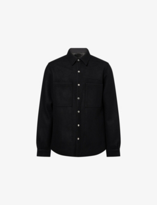 Rick Owens Mens Black Regular-fit Patch-pocket Wool Jacket