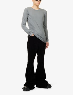 Rick Owens Mens Washed Indigo Double Long-sleeve Cotton-jersey Top Xs In Gray