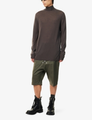 Rick Owens Mens Dark Dust Relaxed-fit Turtle-neck Wool-knit Jumper In Brown