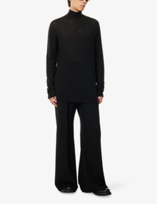 Rick Owens Mens Black Relaxed-fit Turtle-neck Wool-knit Jumper In Black